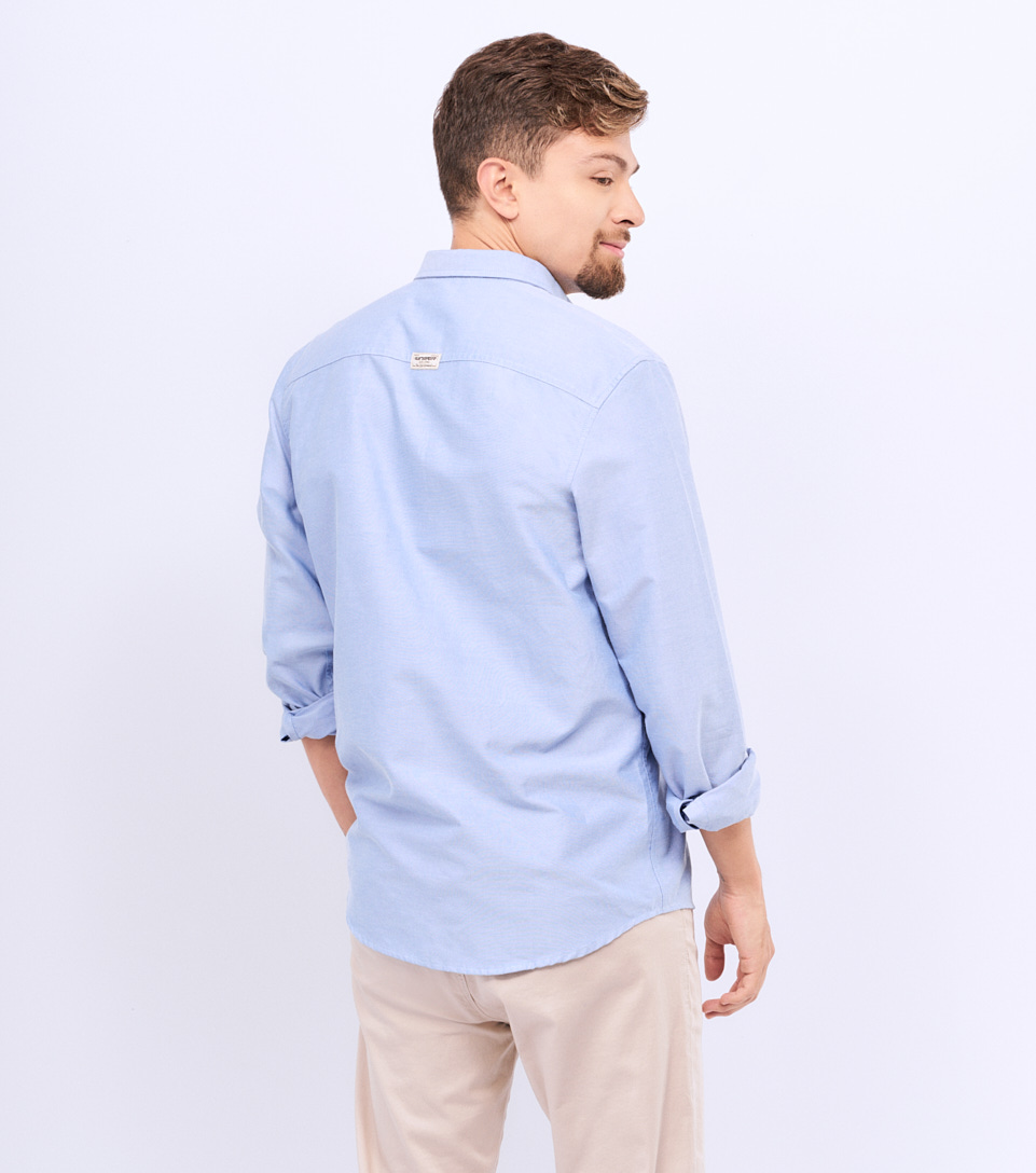 Camisa Para Hombre Molderia Slim Unicolor Manga Larga Unser 829534 AC