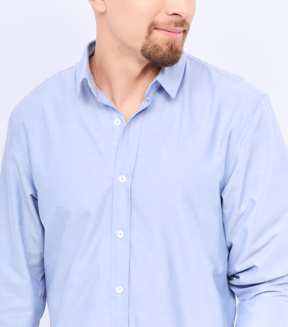 Camisa Para Hombre Molderia Slim Unicolor Manga Larga Unser 829534 AC
