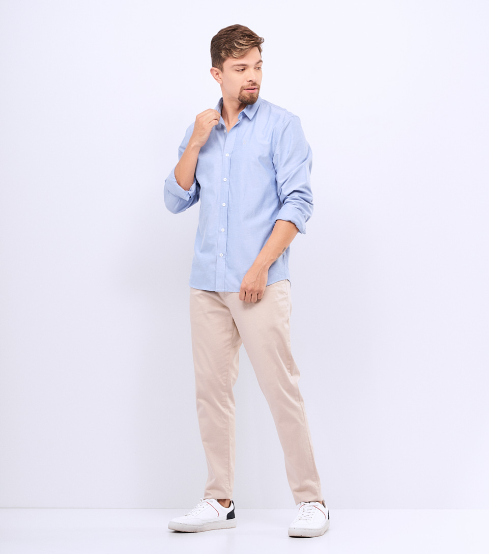 Camisa Para Hombre Molderia Slim Unicolor Manga Larga Unser 829534 AC