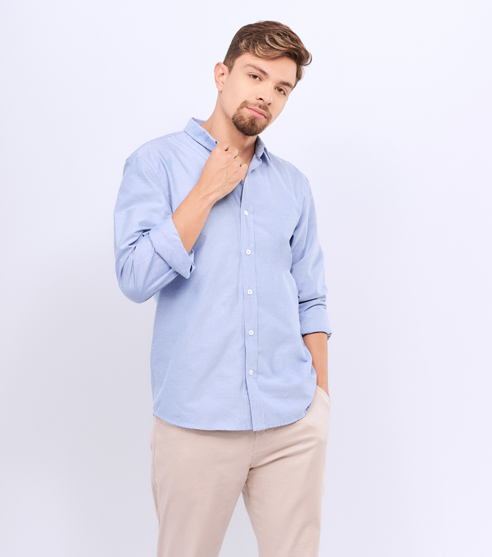 Camisa Para Hombre Molderia Slim Unicolor Manga Larga Unser 829534 AC