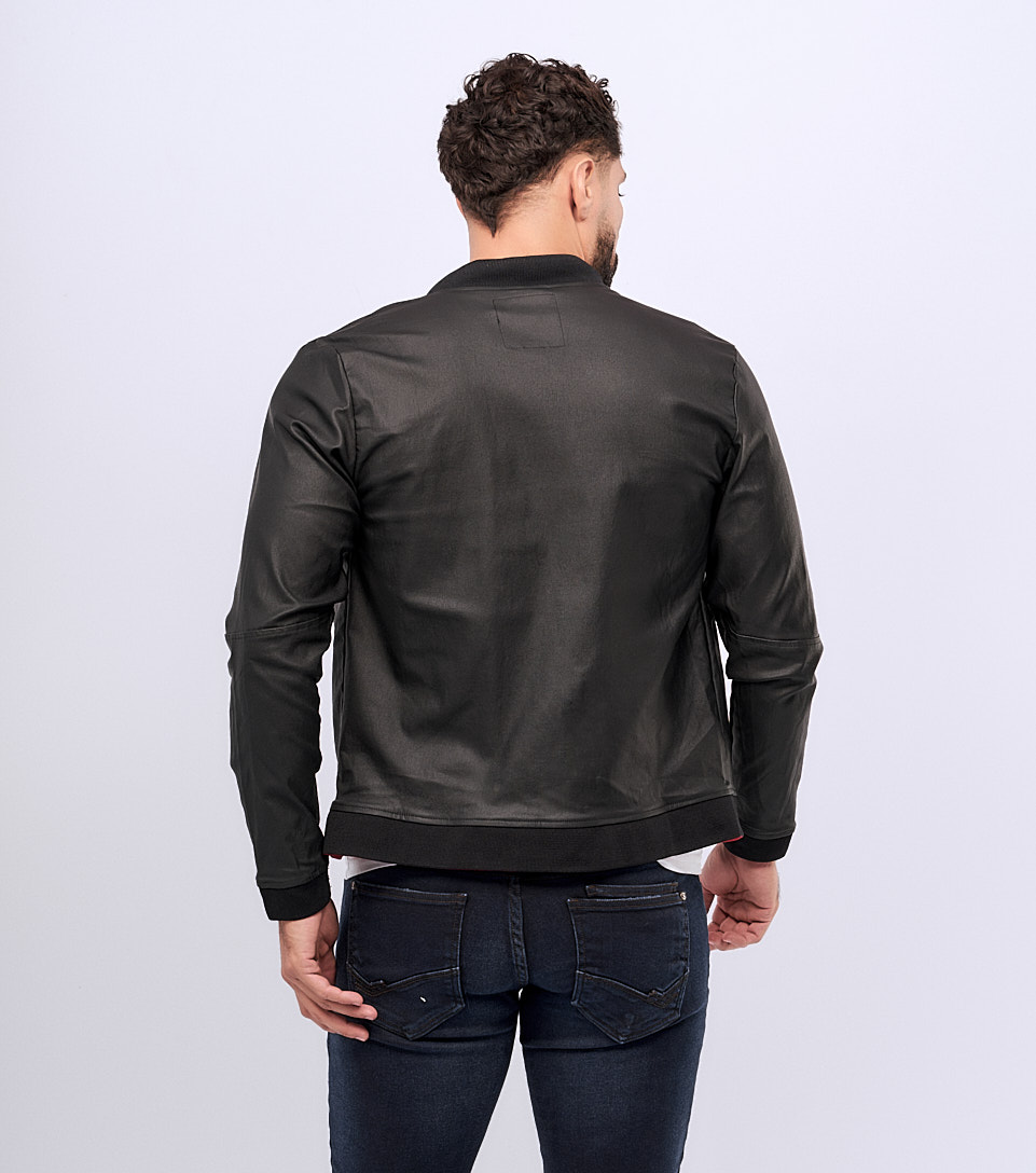 Chaqueta Para Hombre Tipo Cuerina Con Cortes Y Cremallera Unser 826906 NG