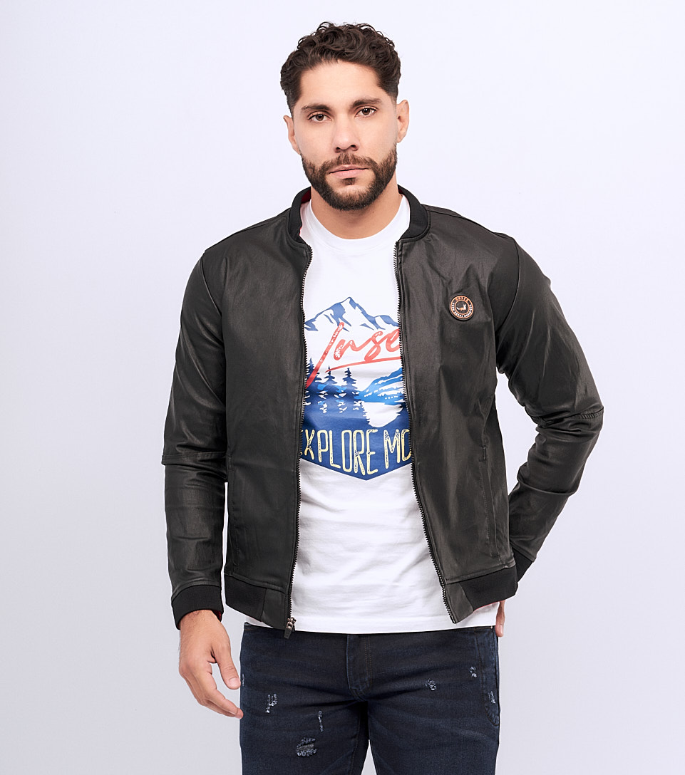 Chaqueta Para Hombre Tipo Cuerina Con Cortes Y Cremallera Unser 826906 NG
