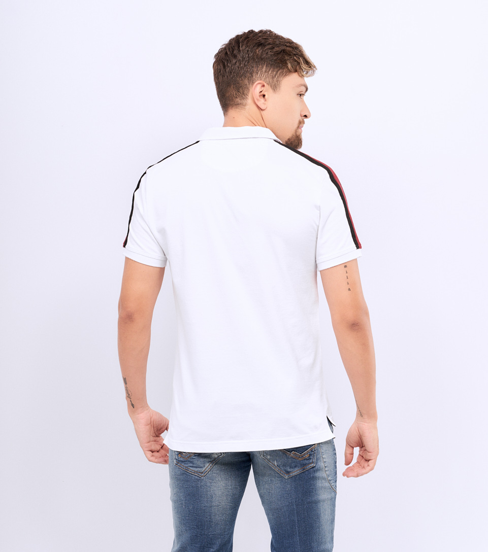 Polo Para Hombre Molderia Comfort Combinado Con Bordado Unser 829465 BL