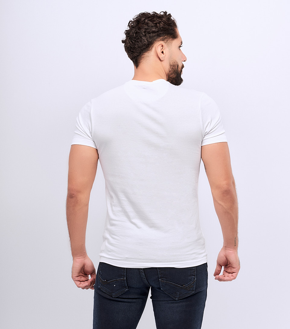 T Shirt Para Hombre Unicolor Con Estampado En Delantero Unser 828297 BL