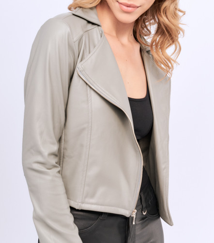 Chaqueta Para Mujer Manga Larga Efecto Cuero DerekVD