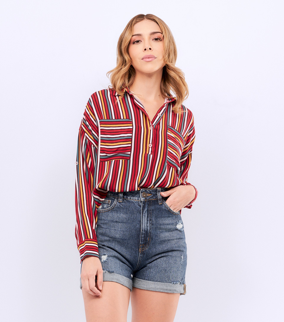 Blusa Para Mujer De Rayas Manga Larga Unser 829186 RJ