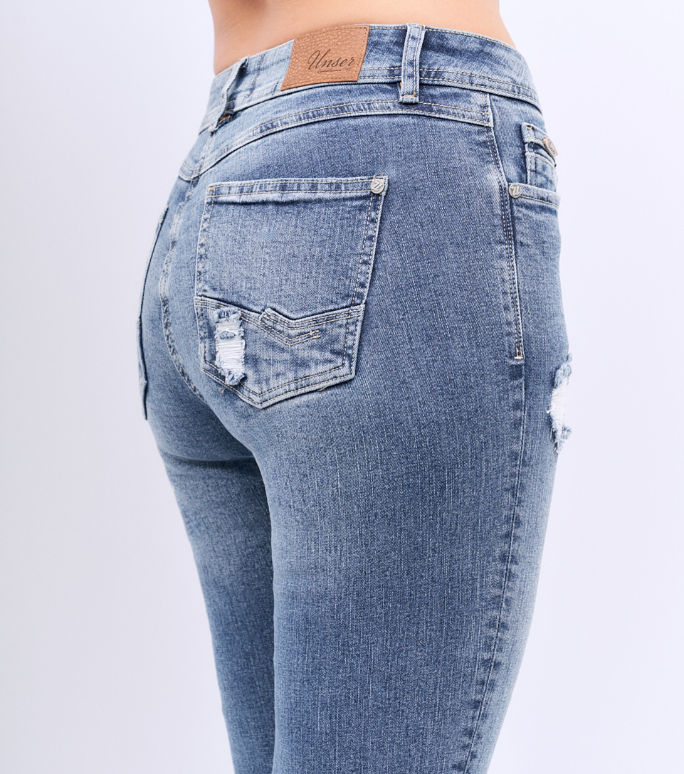 Jean Para Mujer Bota Recta Proceso Medio Unser 826963 AZ