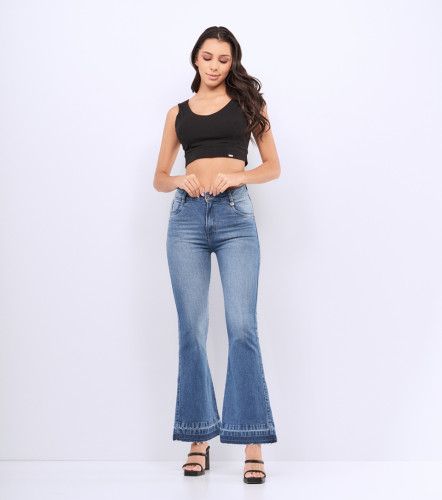 Jean Para Mujer Bota Flare Con Detalle De Proceso En Ruedo Praga Audry DerekAZ