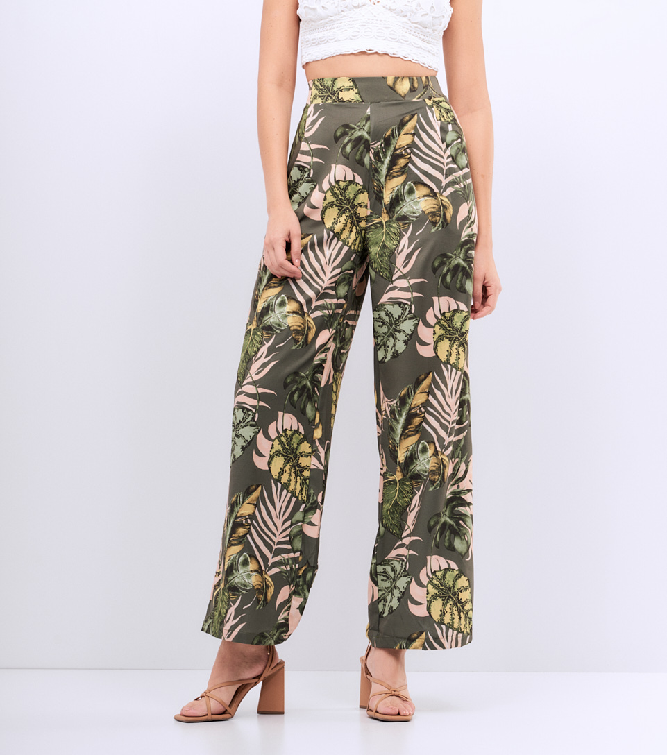 Pantalon De Mujer Estampado Pretina Encauchada Derek 828159 VD