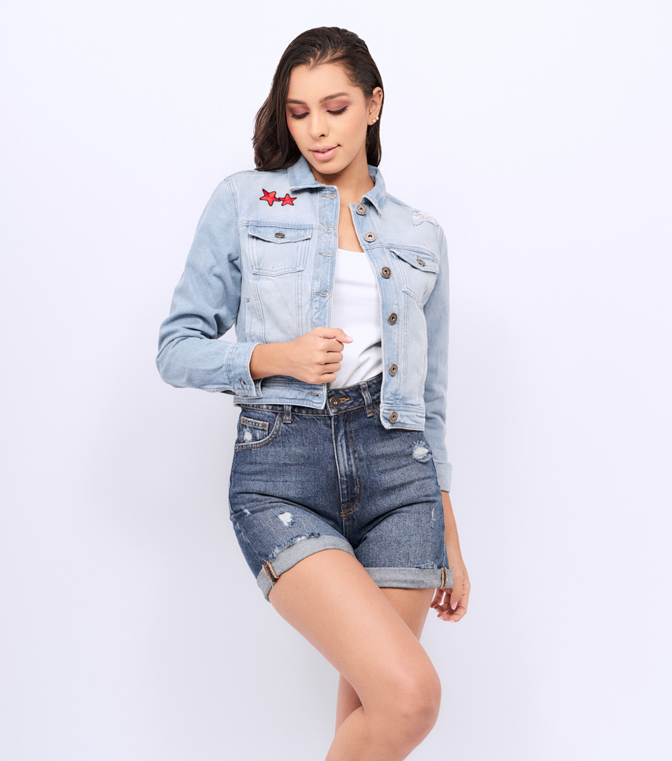 Chaqueta Para Mujer En Indigo Manga Larga Unser 828748 AZ