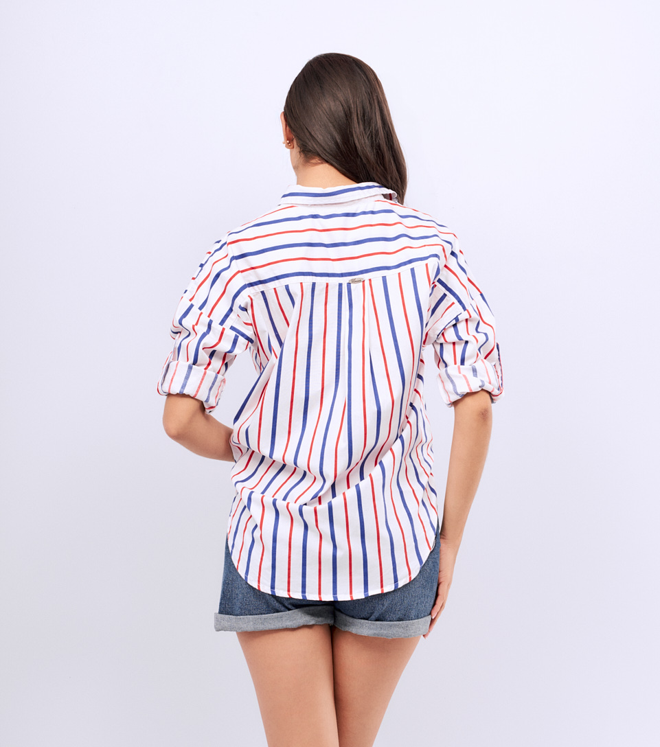 Blusa Para Mujer Camisera Oversize De Rayas Unser 829515 BL