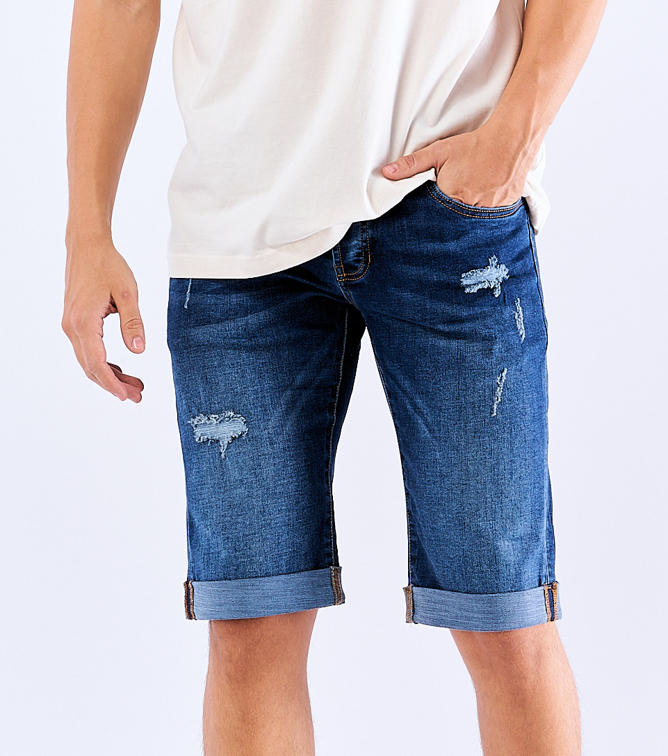 Bermuda En Indigo Con Proceso Oscuro UnserAZ