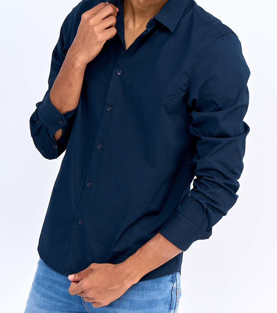 Camisa Para Hombre Molderia Comfort Unicolor Sin Bolsillos Unser 723495 AV