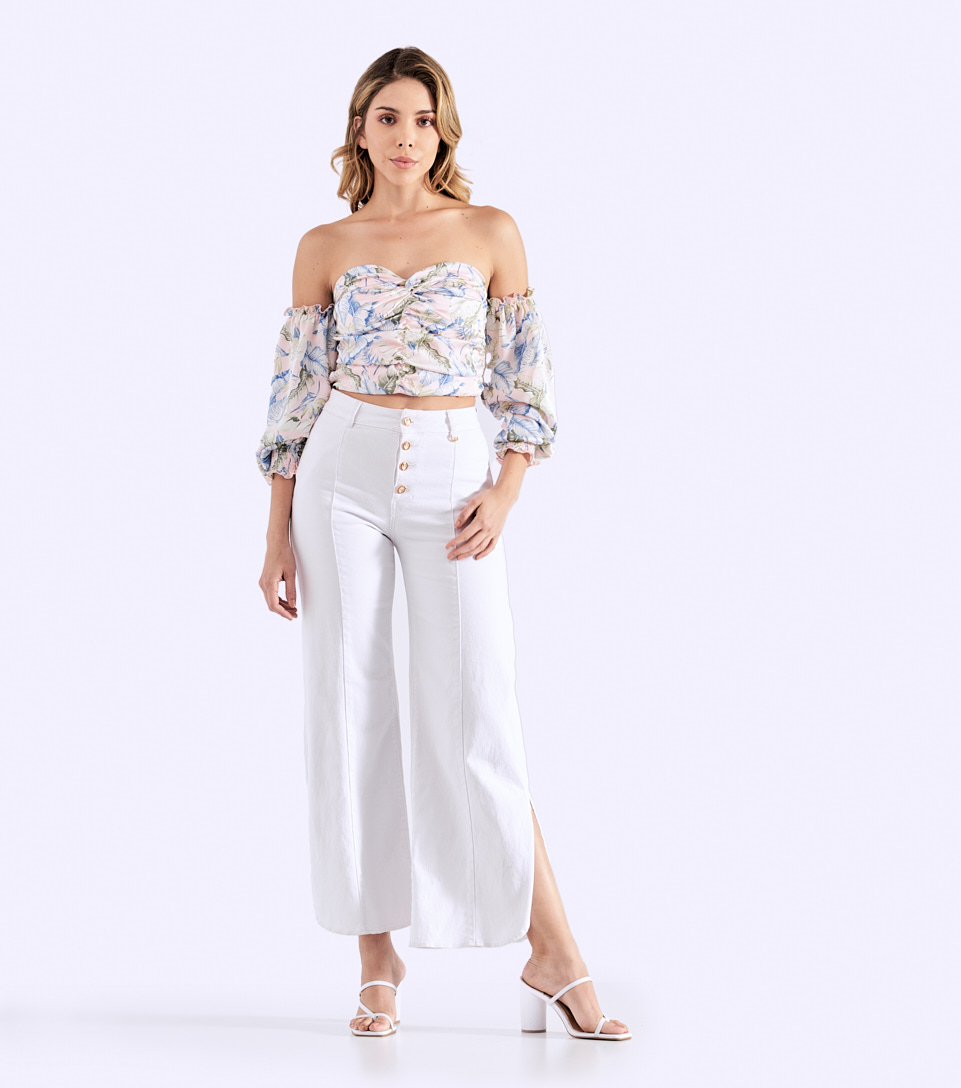 Blusa De Mujer Estampada Tipo Corse Manga Larga 828063 NU