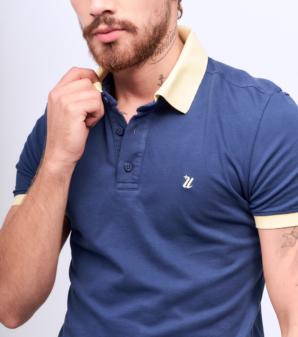 Polo Para Hombre Molderia Slim Unicolor Con Bordado Unser 829462 AZ