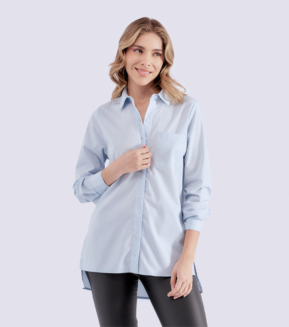 Blusa Camisera De Mujer Manga Larga Combinada Derek 827997 AC