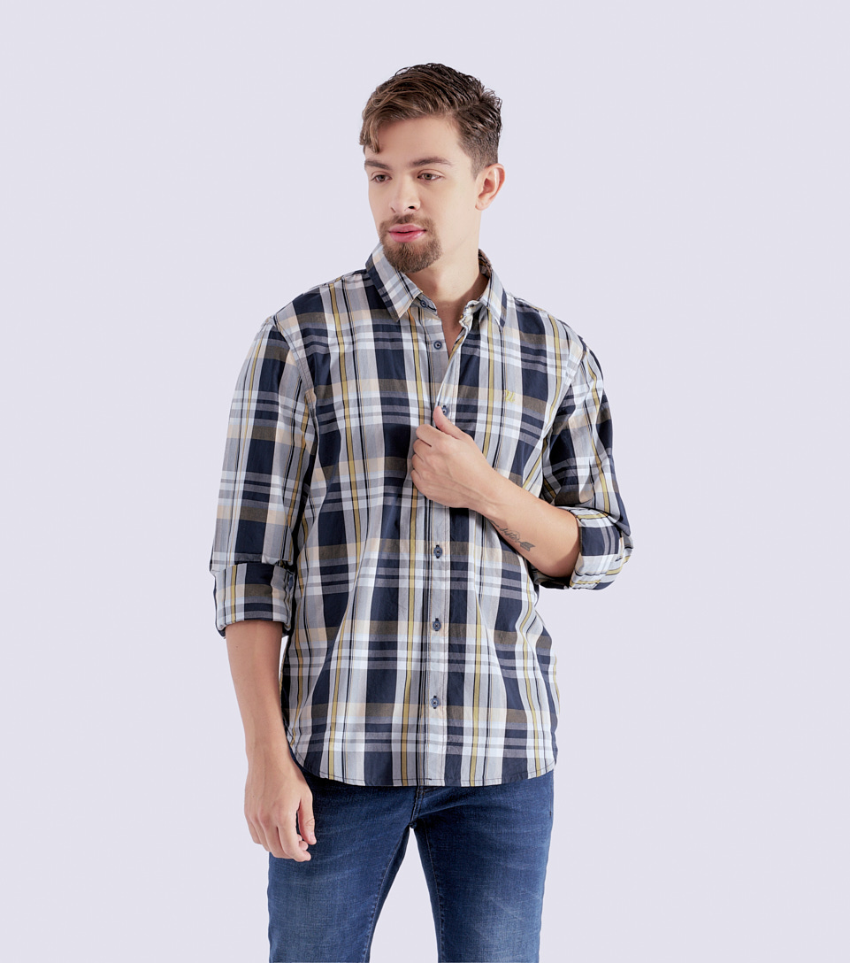 Camisa Para Hombre Comfort A Cuadros Manga Larga Unser 828624 AM