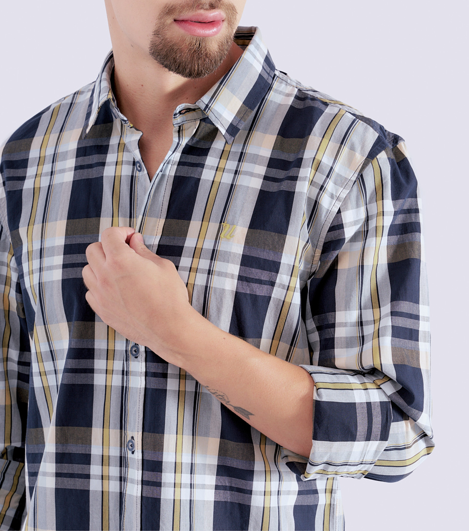Camisa Para Hombre Comfort A Cuadros Manga Larga Unser 828624 AM