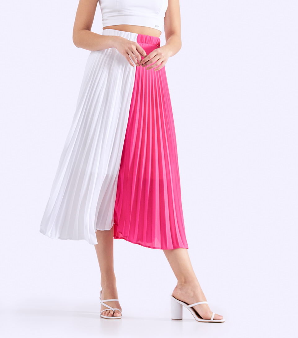 Falda Plisada Bicolor Para Mujer DerekFS