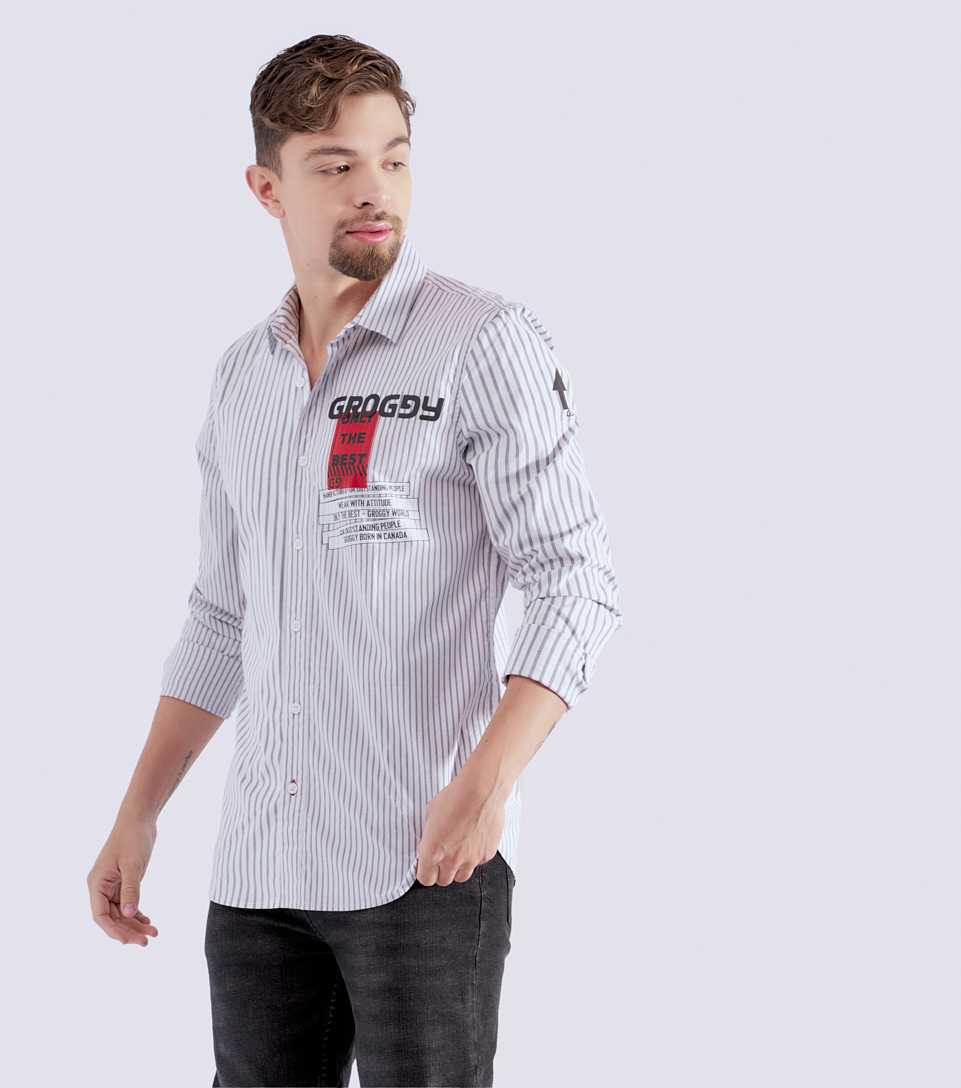 Simon Camisa Slim Manga Larga Masculina GroggyCU