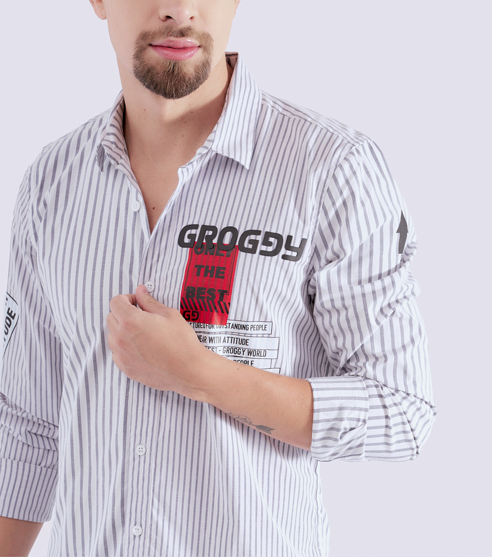 Simon Camisa Slim Manga Larga Masculina Groggy 827886 CU