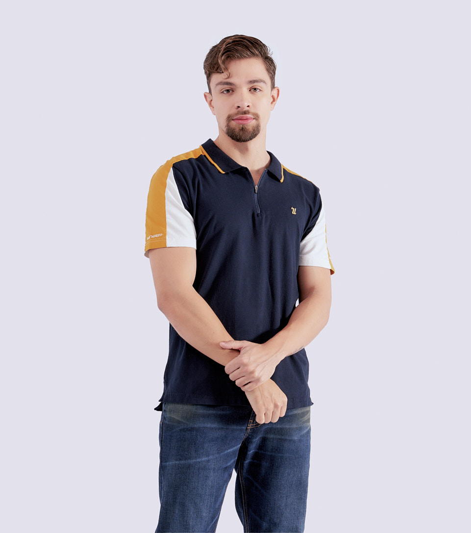 Polo Para Hombre Molderia Comfort Combinado Manga Corta Con Bordado Y Cremallera Unser 826845 AZ