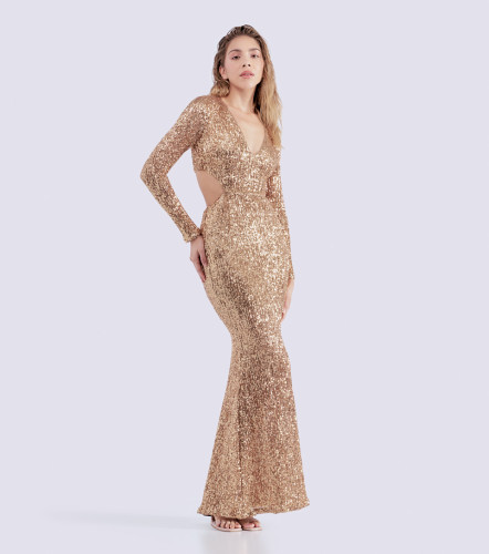 Vestido Para Mujer Largo Lentejuelas DerekDO