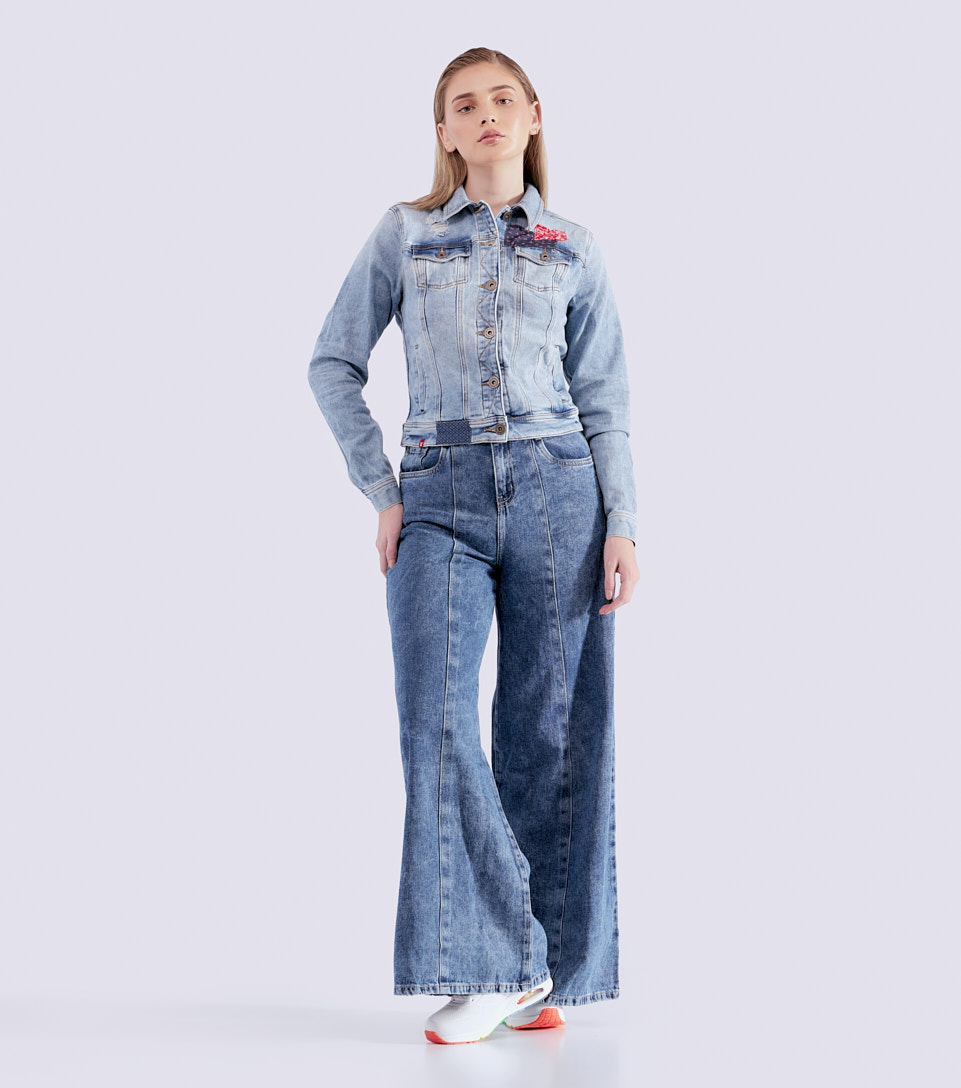 Chaqueta Para Mujer En Indigo Con Parches Unser 831614 AZ