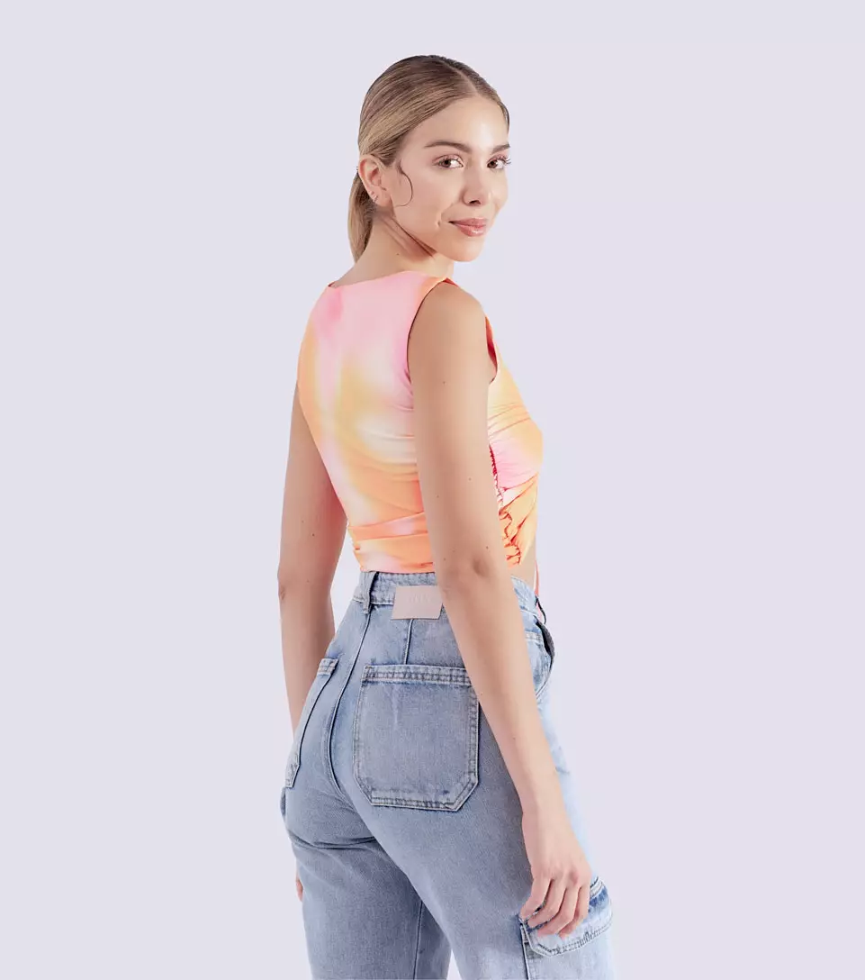 Blusa Tie Dye Fruncida Para Mujer TyperNJ