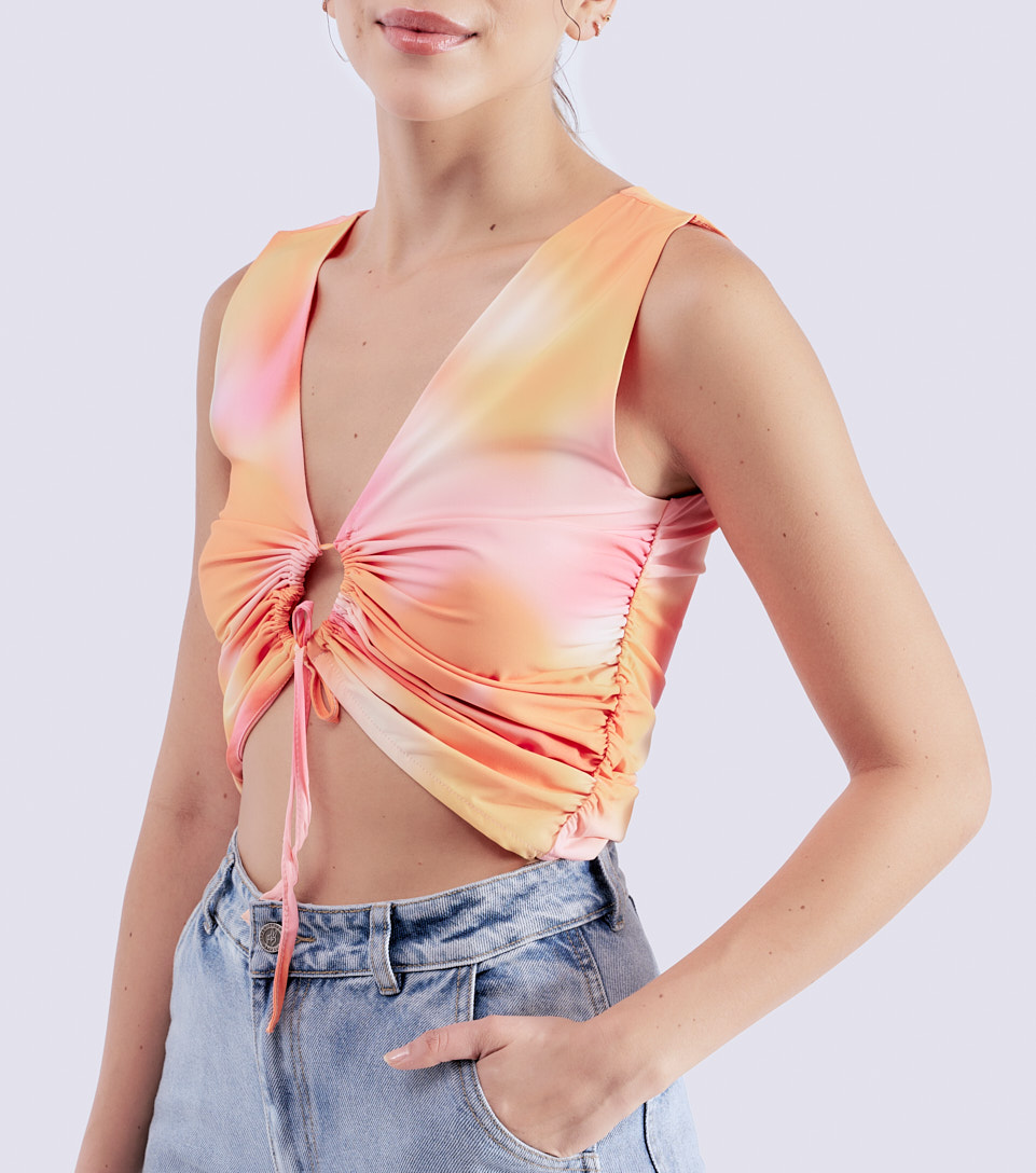 Blusa Tie Dye Fruncida Para Mujer Typer 832095 