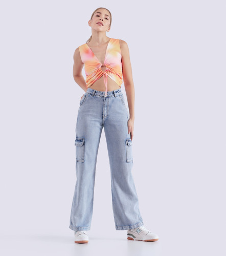 Blusa Tie Dye Fruncida Para Mujer TyperNJ