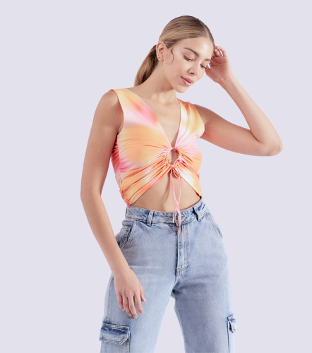Blusa Tie Dye Fruncida Para Mujer TyperNJ