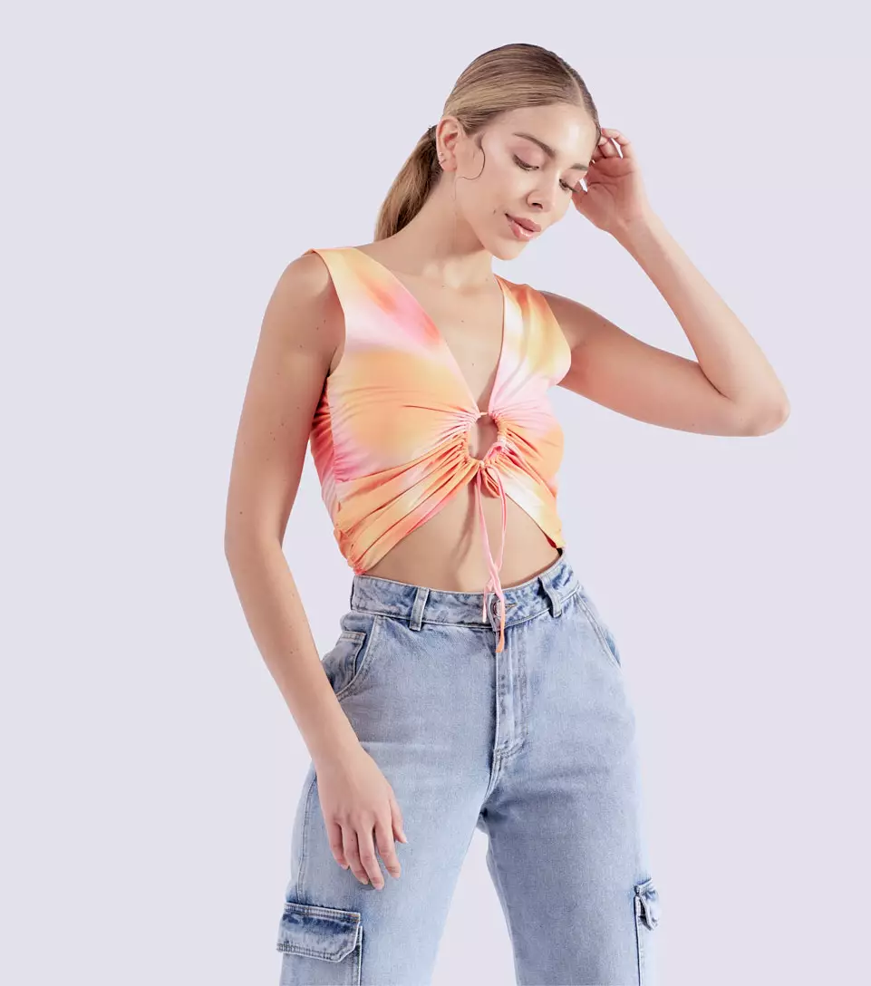 Blusa Tie Dye Fruncida Para Mujer TyperNJ