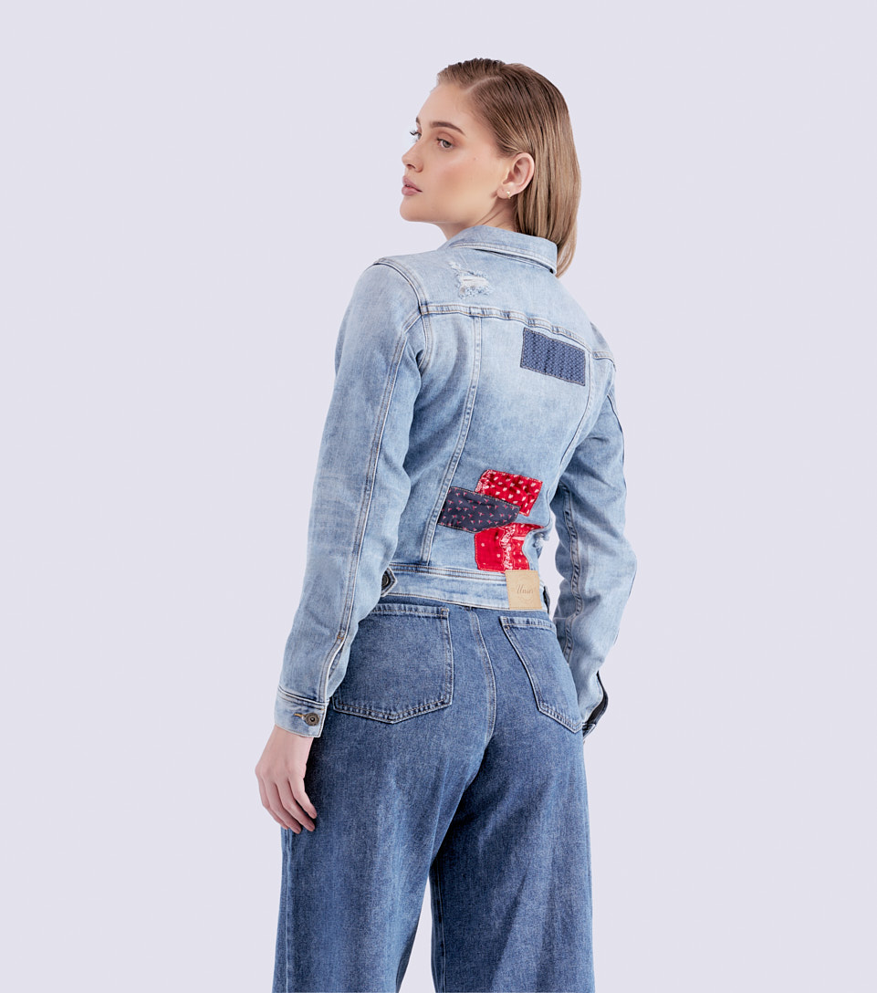 Chaqueta Para Mujer En Indigo Con Parches Unser 831614 AZ
