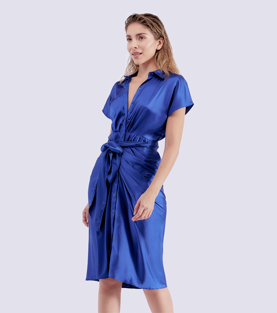 Vestido Para Mujer Camisero Con Drapeado Delantero Derek 824510 AY