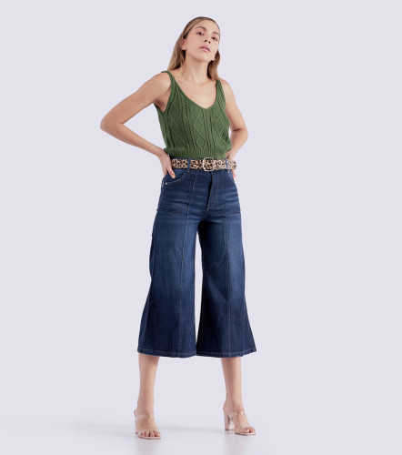 Jean Pra Mujer Tipo Culotte Bota Amplia Con Proceso Praga Farina DerekAZ