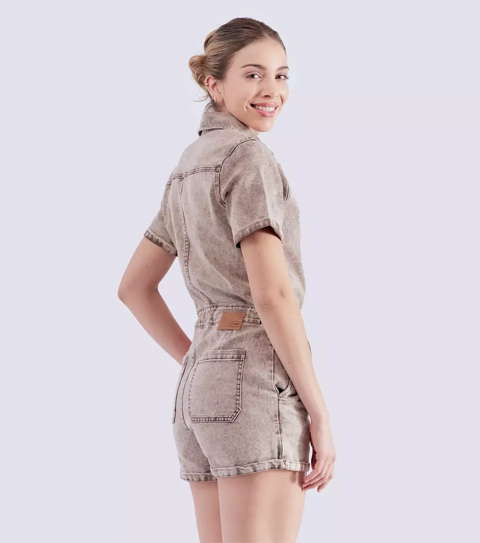 Enterizo Corto En Denim Manga Corta Miranda TyperCF