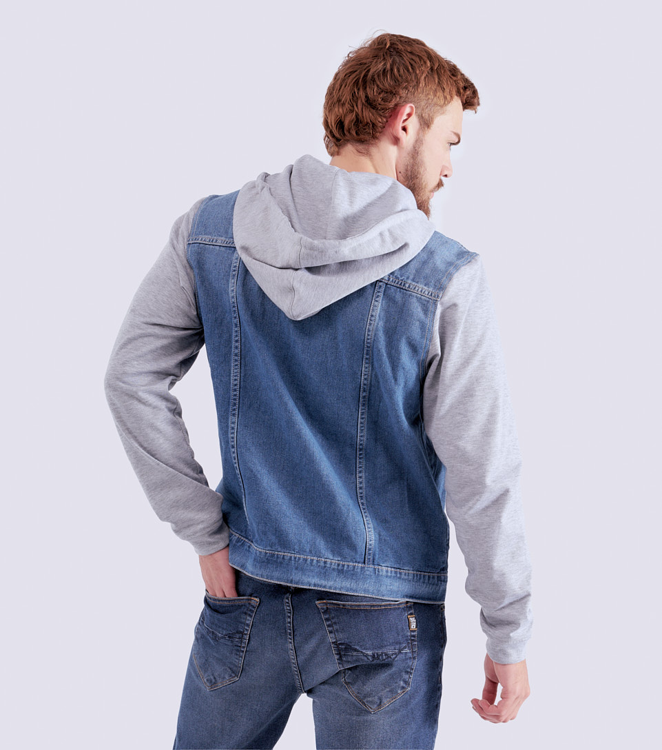 Chaqueta Para Hombre En Indigo Con Capota Y Mangas En Burda Con Bolsillos Unser 826827 AZ