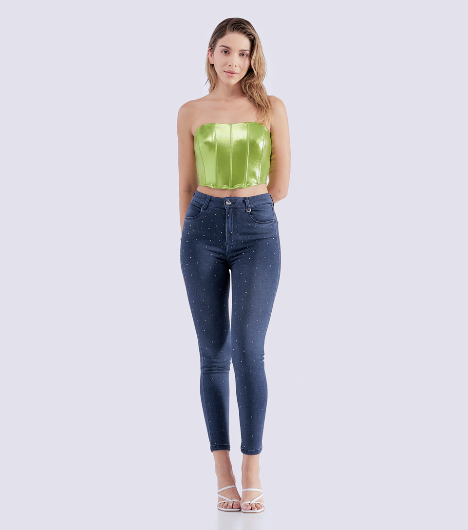 Jean Skinny Pull Up Con Brillos Praga Nathalia Derek 830654 AZ