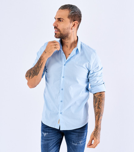 Camisa Billy Slim Popelina Strech Unicolor Sin Bolsillo UnserAC