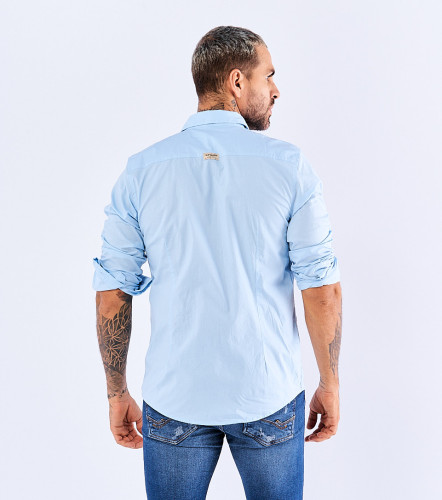 Camisa Billy Slim Popelina Strech Unicolor Sin Bolsillo UnserAC