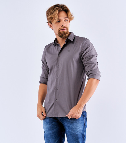 Camisa Billy Slim Popelina Strech Unicolor Sin Bolsillo UnserGR