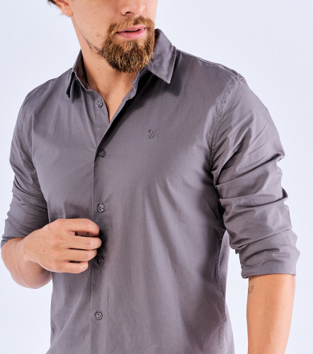 Camisa Billy Slim Popelina Strech Unicolor Sin Bolsillo UnserGR