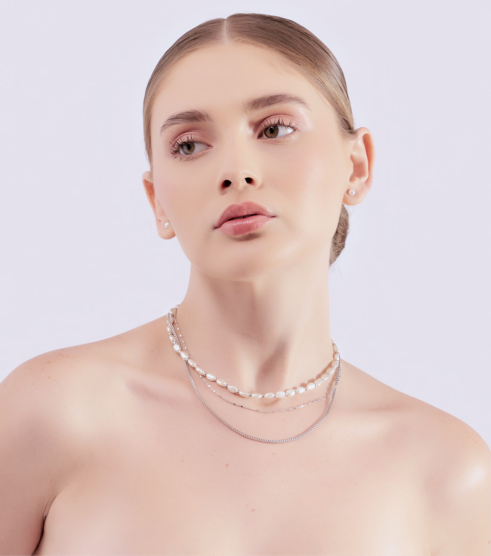 Collar Varias Cadenas Con Piedras Imitacion Perla Derek 830455 DO