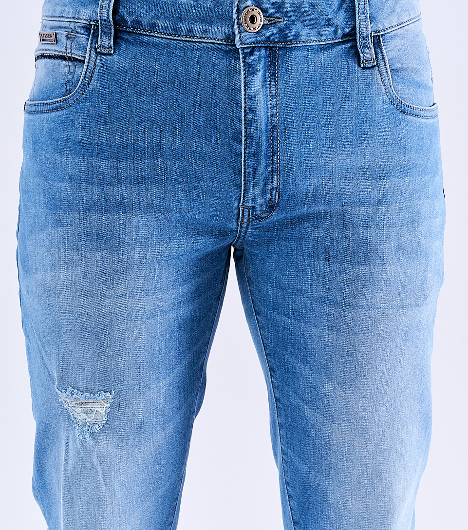 Jean Para Hombre Con Proceso Claro Y Rotos En Piernas Con Grafias Unser 829039 AZ