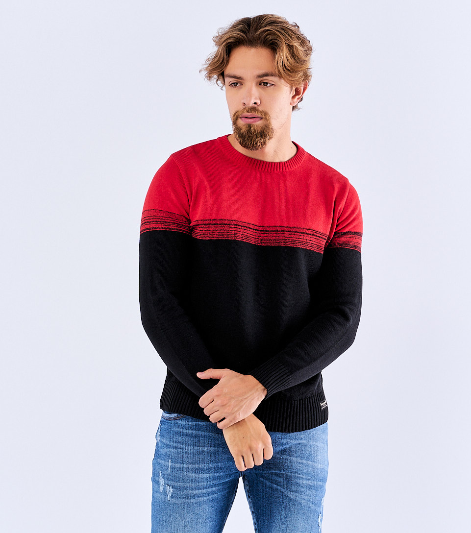 Josh Buso Tejido Para Hombre Combinado Con Cuello Redondo 826985 RJ