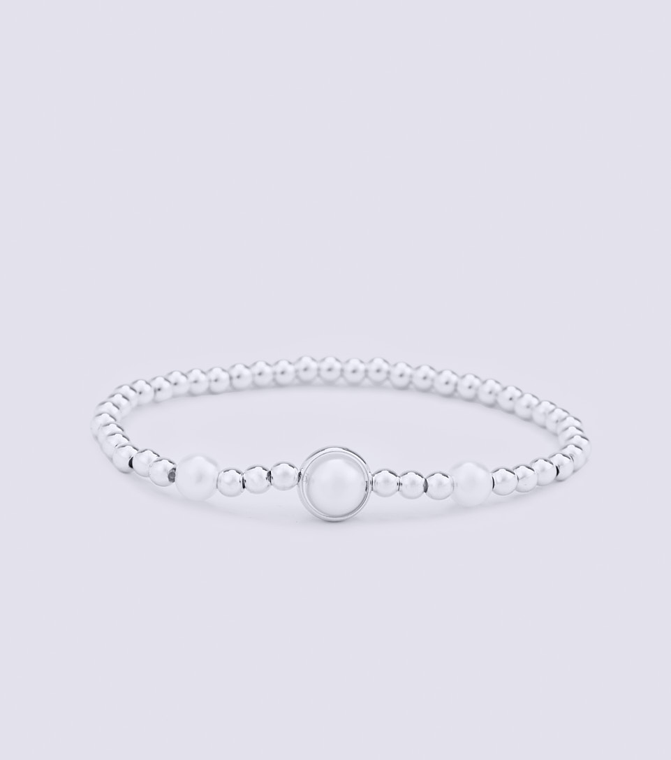 Pulsera Con Elastico Balines En Acero Inoxidable Derek 830454 DO