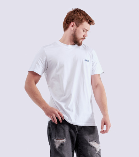 T Shirt Para Hombre Molderia Comfort Unicolor Con Estampado En Delantero Y Espalda UnserBL