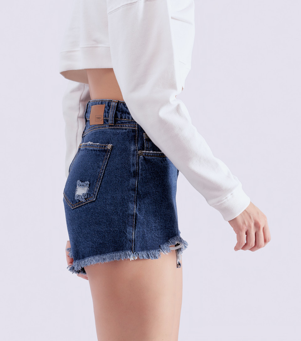 Valery Short En Denim Tiro Alto Typer 832745 