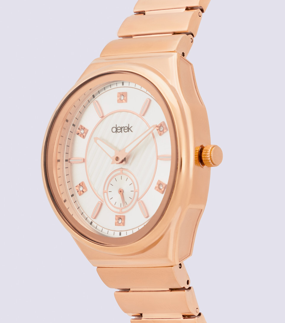 Reloj Para Mujer Pulso Metalico Derek 821428 OR